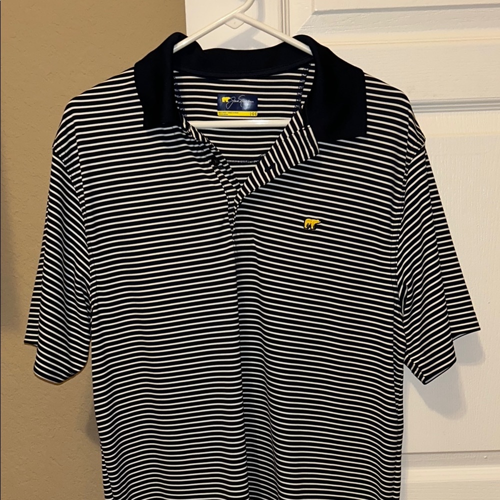 Jack Nicklaus Men’s Striped Navy and White Golf Polo Shirt